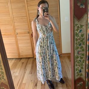 Botanical print midi dress